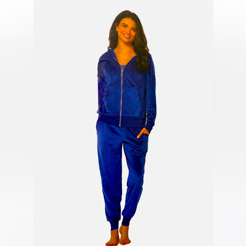 Velour lounge/track set (black velvet or navy velvet)